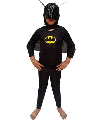 Kaku Fancy Dresses Bat Super Hero Costume -Black, 7-8 Years, for Boys