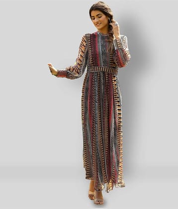 Juniper Women Chiffon Printed Fit & Flare Dress ( Multicolor )