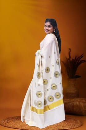 MK-2726 GOLD TISSUE SAREE 6.25 MTR