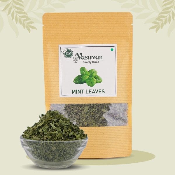 Vasuvan Dried Mint Leaves (40g) | Dehydrated Pudina | Refreshing Tea, Raita & Chutney