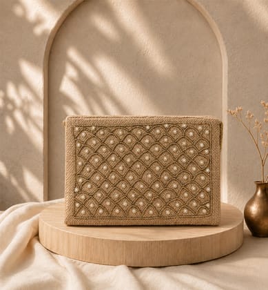 Handcrafted Zari Zardozi Jute Handbag