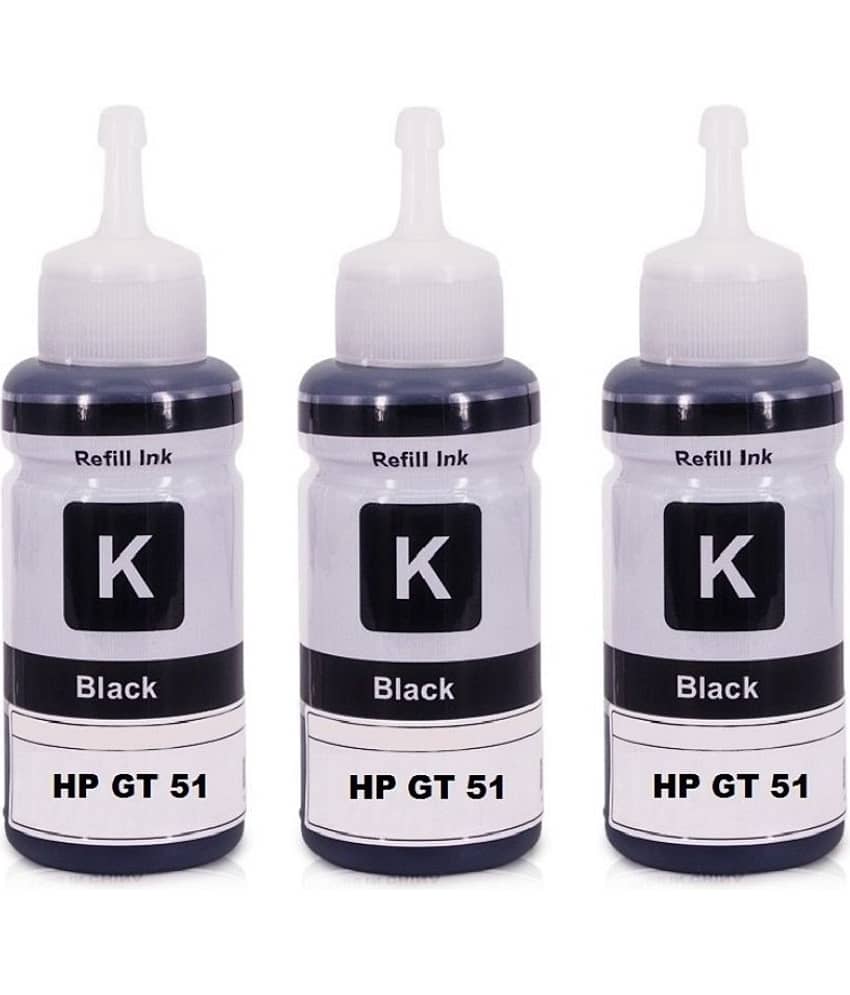 zokio GT51 5811 For H_P Black Pack of 3 Cartridge for GT51 INK GT52 Gt5810, Gt5811, Gt5820, Gt5821, 310, 315, 319, 410, 415, 419