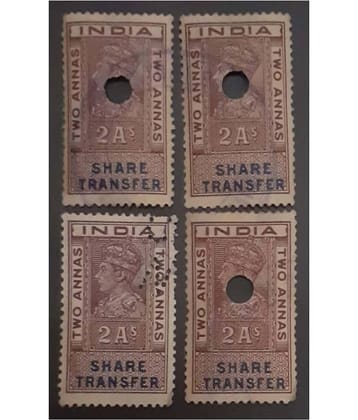 Hop n Shop - British India King George VI Two Annas / 2 Annas Share 4 Stamps