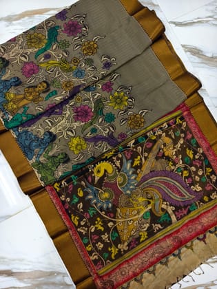 Kalahasti Kalamkari on Bangalore Style 1-Bangalore Silk