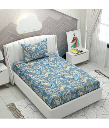 HIDECOR Microfiber 1 Single Bedsheet with 1 Pillow Cover ( Blue )