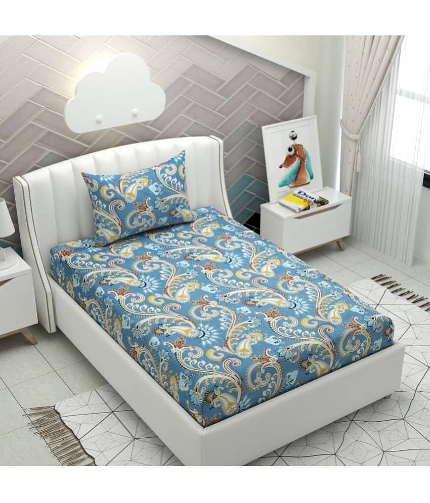 HIDECOR Microfiber 1 Single Bedsheet with 1 Pillow Cover ( Blue )