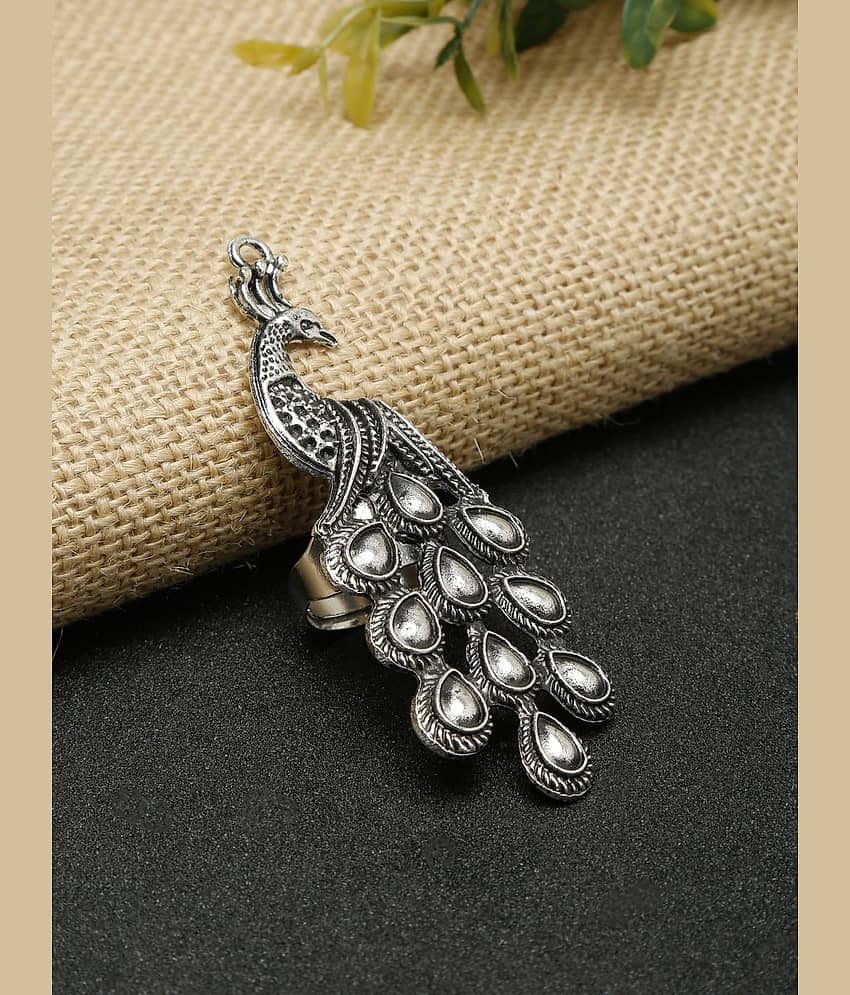 Pujvi Fashions Antique Adjustable Peacock Ring For Womens and Girls