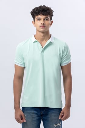 Mint Polo With Contrast Collar