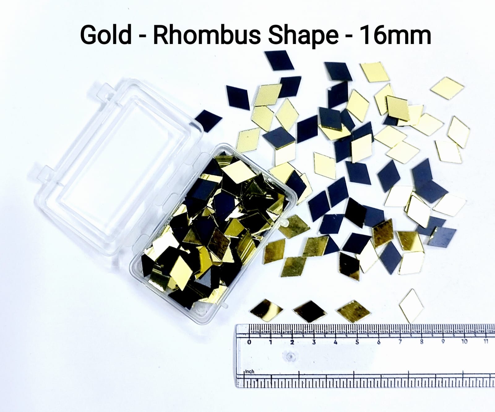 Gold Mirror Cutouts for Lippan Art - Rhombus Shape - 16mm - Select Your Quantity