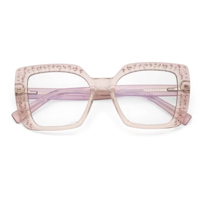 PERKEY Square Full Rim Anti Glare Specs for Women - OPTL0020-C4-Medium / Clear / Pink