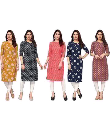 KETAKI FASHION Crepe Printed Straight Women's Kurti - Multicoloured ( Pack of 5 )