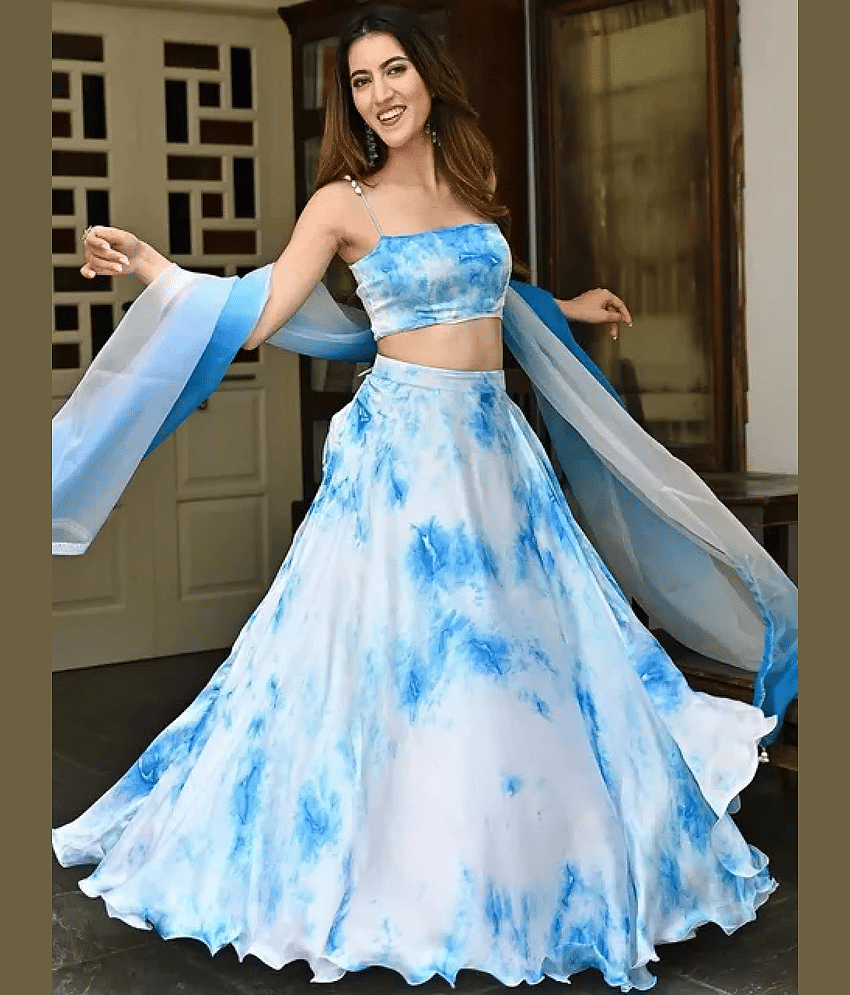 piludi Green Organza Unstitched Semi Stitched Lehenga Single