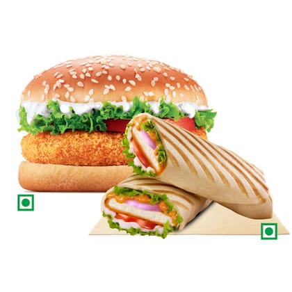 Paneer Royale Wrap+BK Veggie Burger. Paneer Royale Wrap+BK Veggie Burger.