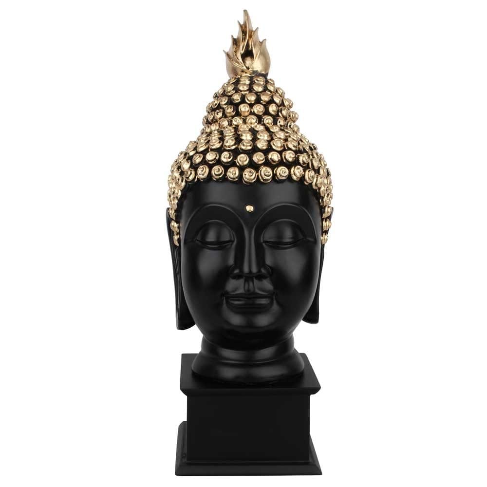 Craftlayout Resin Buddha Head Statue Black