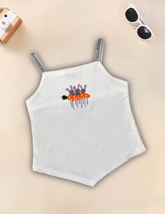 Girls Sleeveless Top [GT-623](9Months-5Years)-9M-12M (Size - 16) / White / Imported