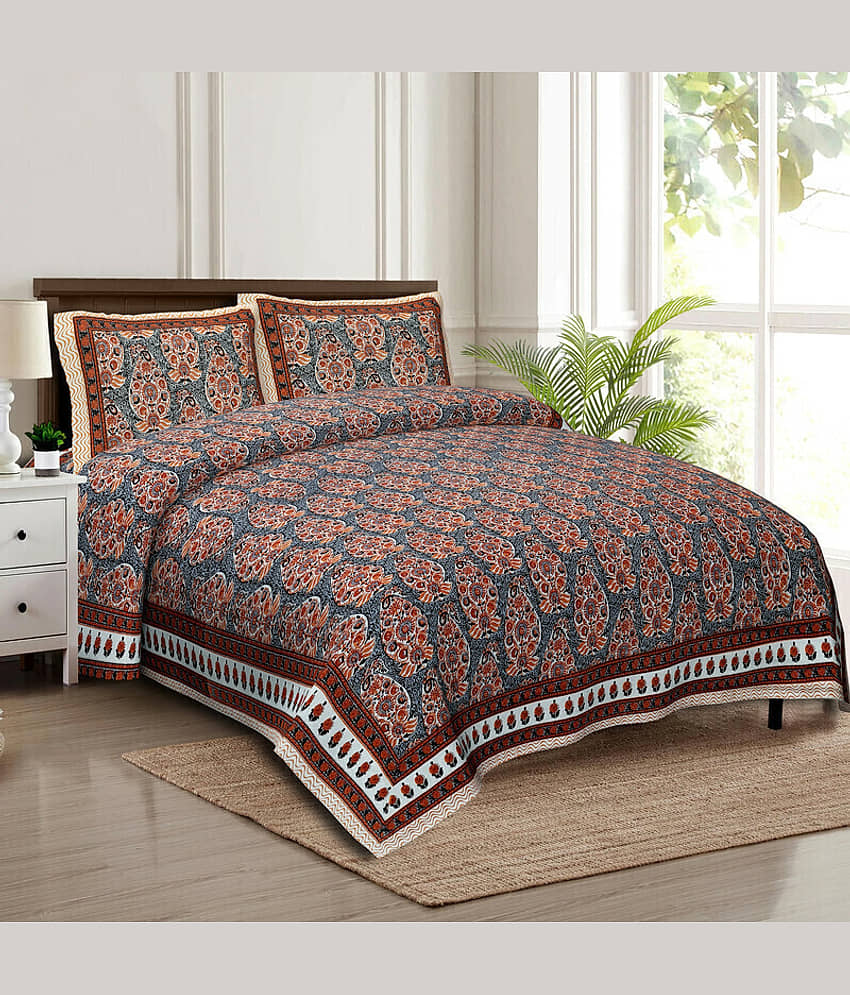 CLOTHORO Cotton 1 Double King Bedsheet with 2 Pillow Covers ( Multicolor )