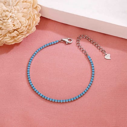 Classic Blue Stone Tennis Bracelet-None / Silver
