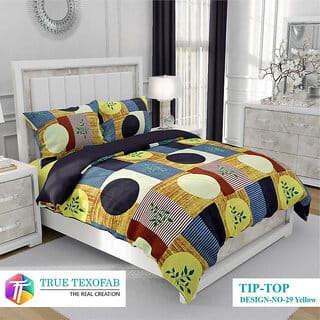 Black Bee Multicolor Circle Print Double Bedsheet With 2 Pillow Covers (208 X 213 cm)(BS30-06)