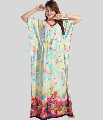 Gutthi - Multi Color Satin Women's Nightwear Kaftan ( Pack of 1 )