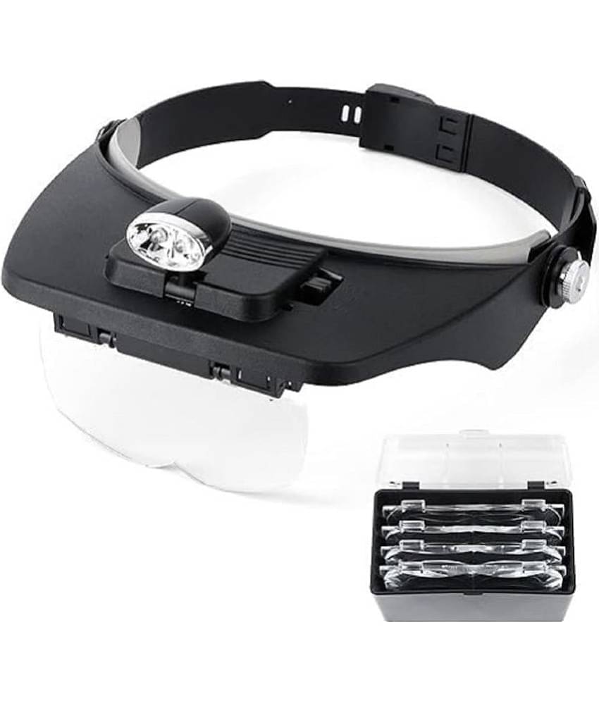 Head Magnifier Glass with Light with LEDewlers Meagnifying Glasses 1.2X 2X 1.8X 2.5X 3.5X Optical Magnifying Visor Reading Magnifier Jeweler Loupe with 4 Lens Close Work Magnifier
