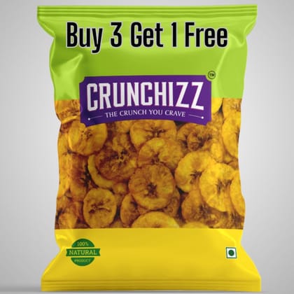 CRUNCHIZZ Snacks - Buy 3 Get 1 FREE Offers - Authentic Kerala Style Yellow Banana Chips I Traditional South Indian Recipe I No Artificial Additives or Preservatives I Perfect Munchy Bites I 300 Grams x 4 Packs (Total 1.2 Kg) - Ripe Banana Chips (Sweet)