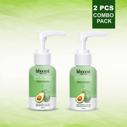 Bhoomi Herbal India Avocado with Niacinamide Face Wash- Pack of 2 Bhoomi Herbal India Avocado with Niacinamide Face Wash- Pack of 2