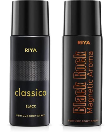 Riya Classico & Black Rock Deodorant Spray & Perfume For Men 300 ( Pack of 2 )