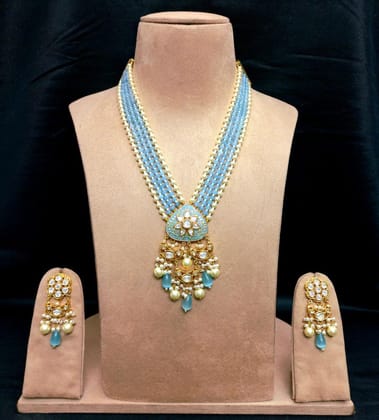 Elegant Sky Blue Long Pendant Set