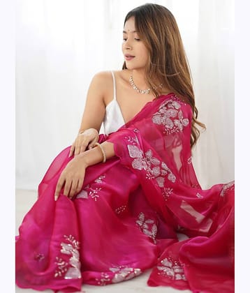 Indy Bliss Art Silk Embroidered Regular Saree With Unstitched Blouse Piece ( Pink )