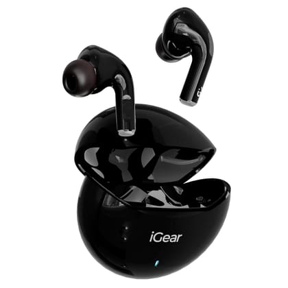 iGear Gemz iG-1142 TWS Wireless Earbuds, 15 Hrs+ Playtime- Black