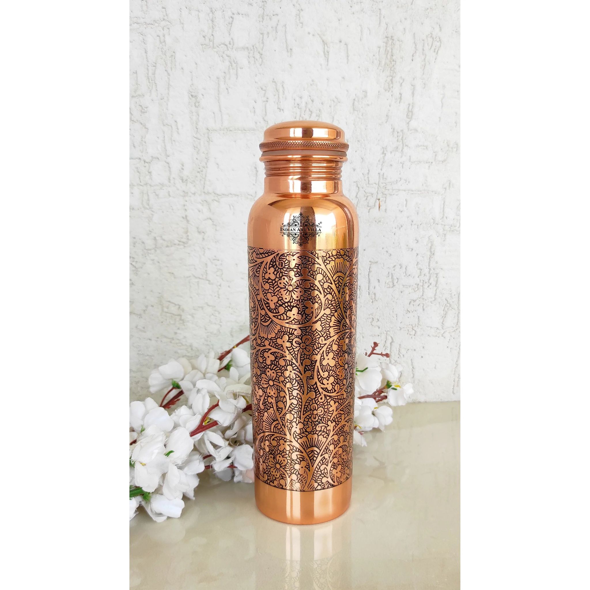 Pure Copper Bottle With Dark Embossed Design-CopperEmbossed