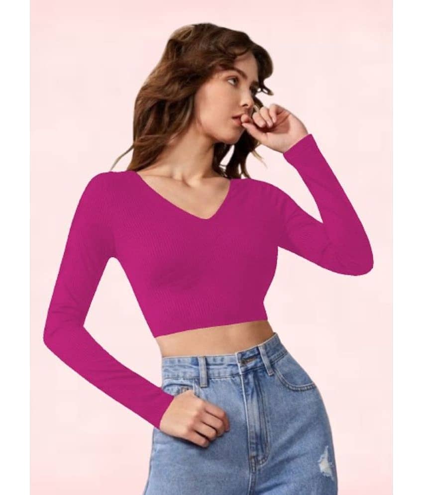 Dream Beauty Fashion Women's Polyester Crop Top ( Pink )