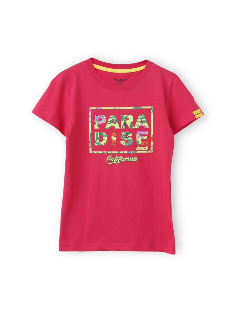 Exclusive Kids Girls T shirt Cotton Bright Rose Pink Paradise Beach 2025 at ShopCircuit | ONDC