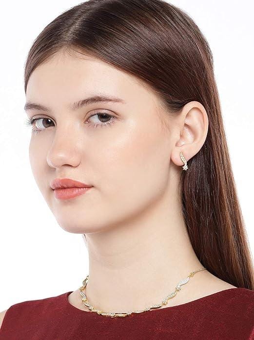 Gold-Plated CZ Stone Studded Jewellery Set