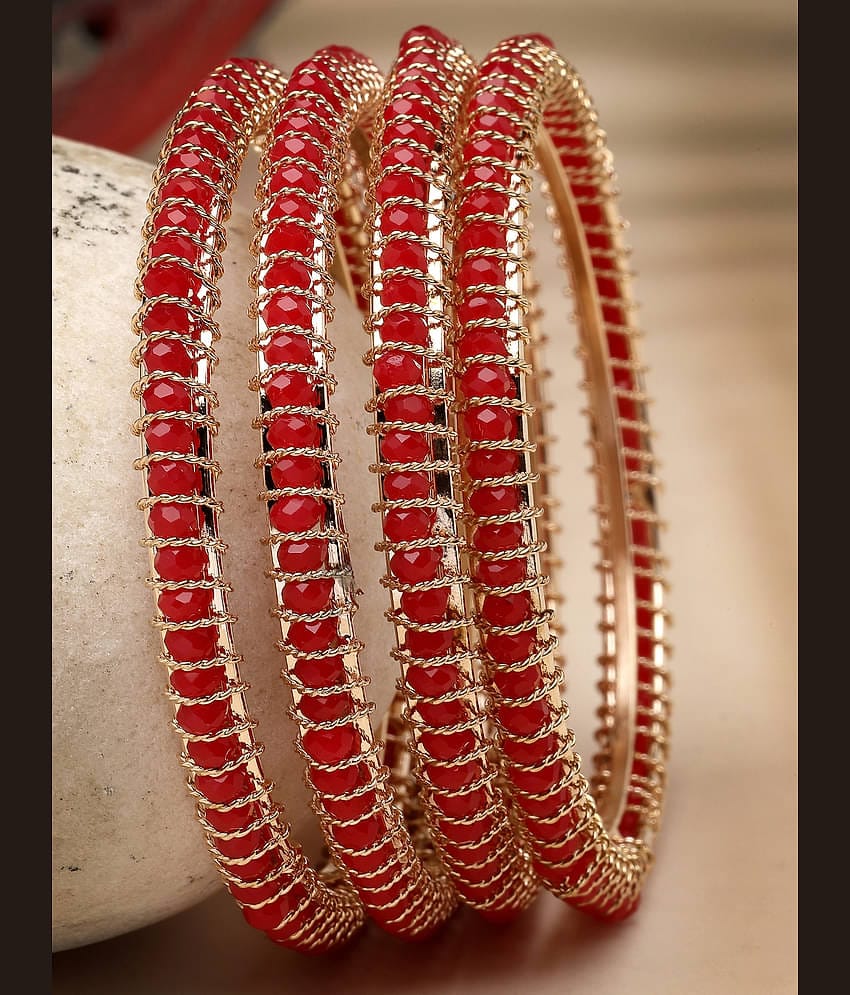 Sukkhi Red Bangle Set ( Pack of 4 )