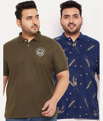 GET GOLF Pack of 2 Cotton Blend Regular Fit Solid Half Sleeves Men's Polo T Shirt ( Olive )