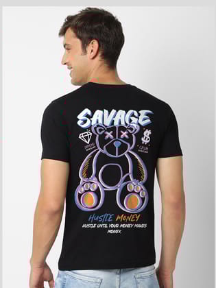 Savage Teddy Half Sleeve T-Shirt-BLACK / S