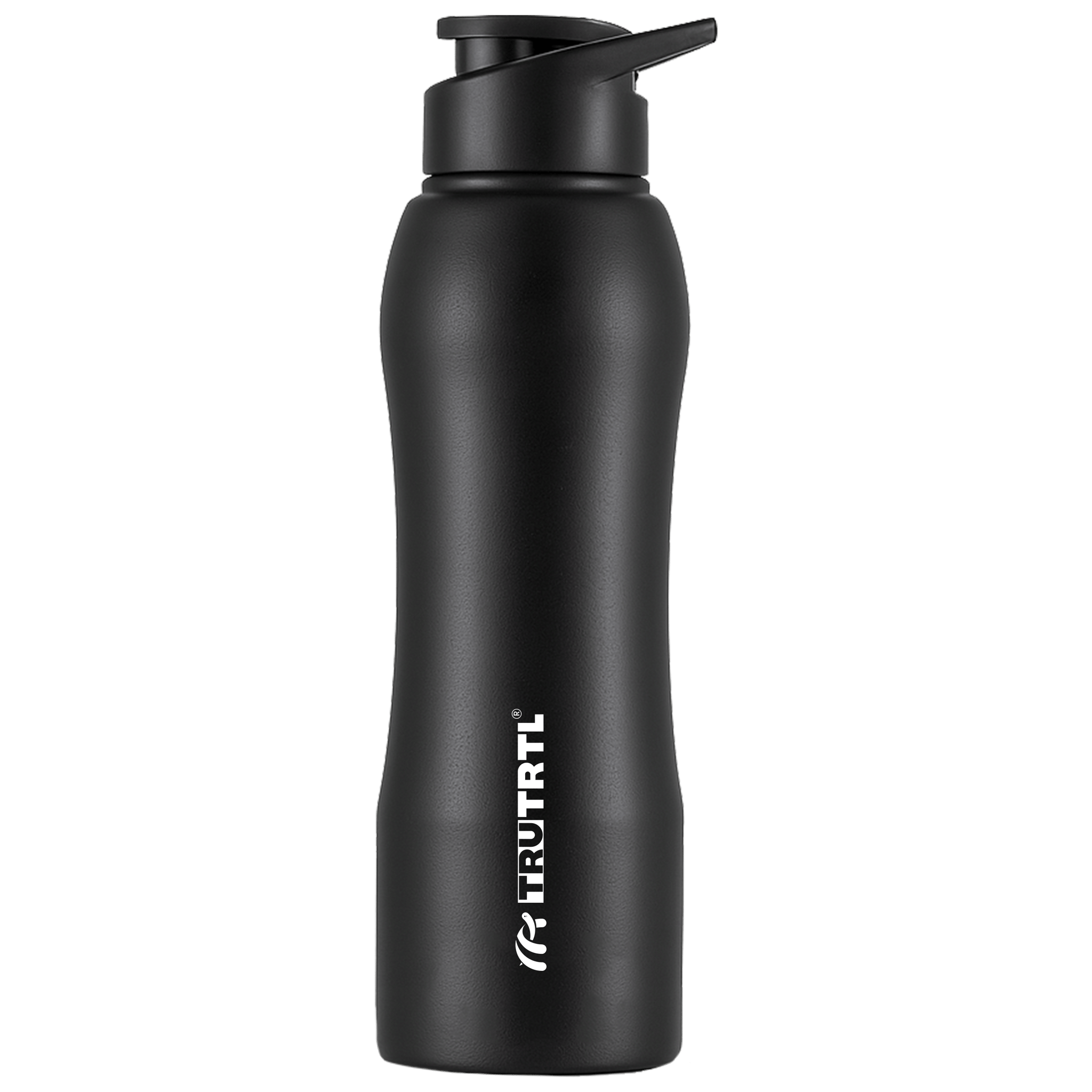 truTRTL Sporty Stainless Steel Water Bottle 1000 ml with Sipper | ISI Certified | Single Wall | Leak Proof Lid | Rust Proof | For School, Office & Gym I Black