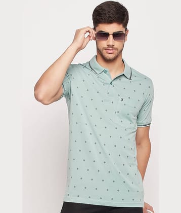 UNIBERRY Pack of 1 Cotton Blend Regular Fit Printed Half Sleeves Men's Polo T Shirt ( Mint Green )