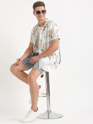 Multi-Colour Printed Short Sleeve Resort Shirt-38