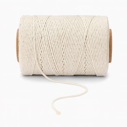 1 mm Cotton Twine Thread – Pack of 3 Spools (100 g Gross Weight Each) – Approx. 75 m Length per Spool – Natural Cotton Cord Dori String for DIY Crafts, Macrame, Gift Wrapping, Gardening & Packing