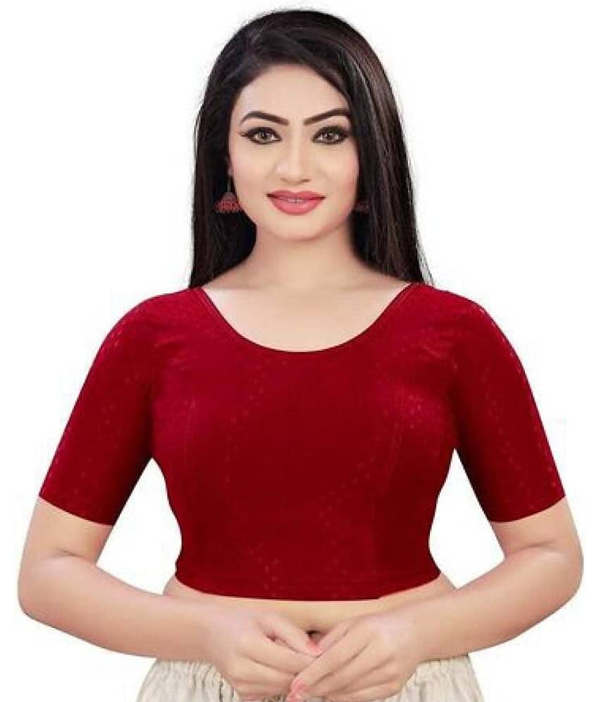 RUNAYA NX Maroon Readymade without Pad Cotton Blend Women's Blouse ( Pack of 1 )