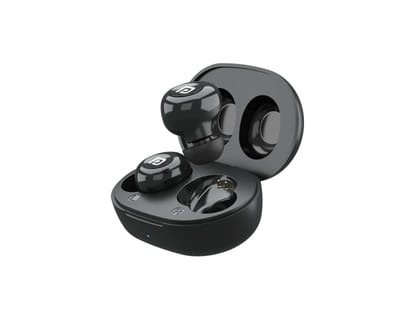 Portronics Harmonics Twins S3 Smart TWS Bluetooth 5.2 Earbuds with 20 Hrs Playtime, 8mm Drivers, Lightweight Design - Black