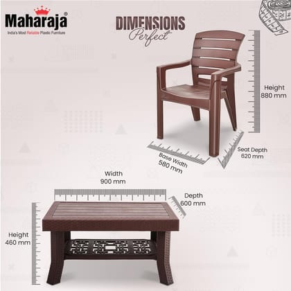 MAHARAJA Premium Plastic Furniture Set | Comfortable Chairs with Matching Table | Perfect for Home, Office & Garden Use