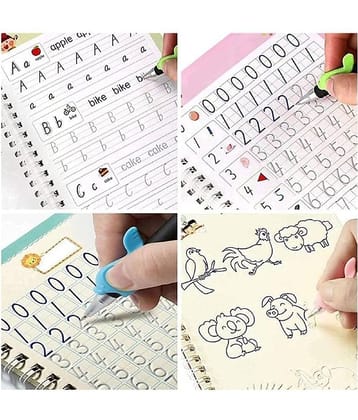 Sank Magic Practice Copybook - (1 Pen + 1 Grip + 4 BOOKS + 10 REFILL) Number Tracing Book - Writing Book - Size - 13.5*18.9 CM