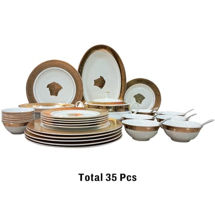 Fine Bone China Dinner Set 24K Real Gold Plated 35 PCS.-35 pcs