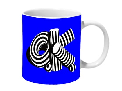 Multicolor Ok Blue Baground Ceramic Mug