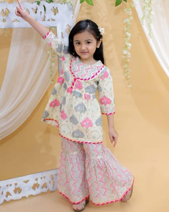 Kid’s Girls Pure Cotton Jaipur Block Printed Indian Ethnic Festive Party Wear Suit Sets | Pink Kid’s Girls Pure Cotton Jaipur Block Printed Indian Ethnic Festive Party Wear Suit Sets | Pink