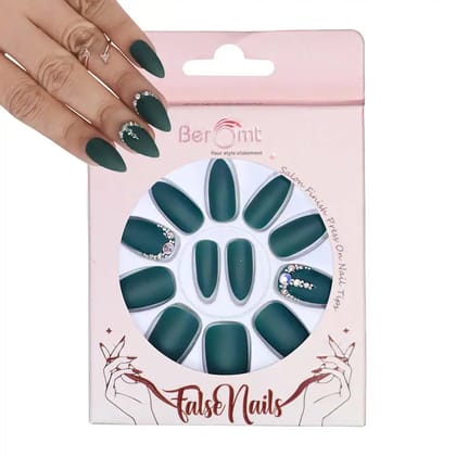 BRIDAL RHINESTONE NAILS-2 (NAIL KIT INCLUDED)-Multichrome Green