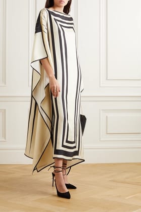 Black & Beige Luxe Kaftan Dress